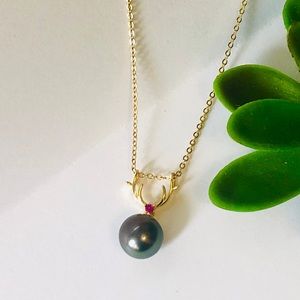Tahitian pearl aaa 10-11 necklace 14k gold filled